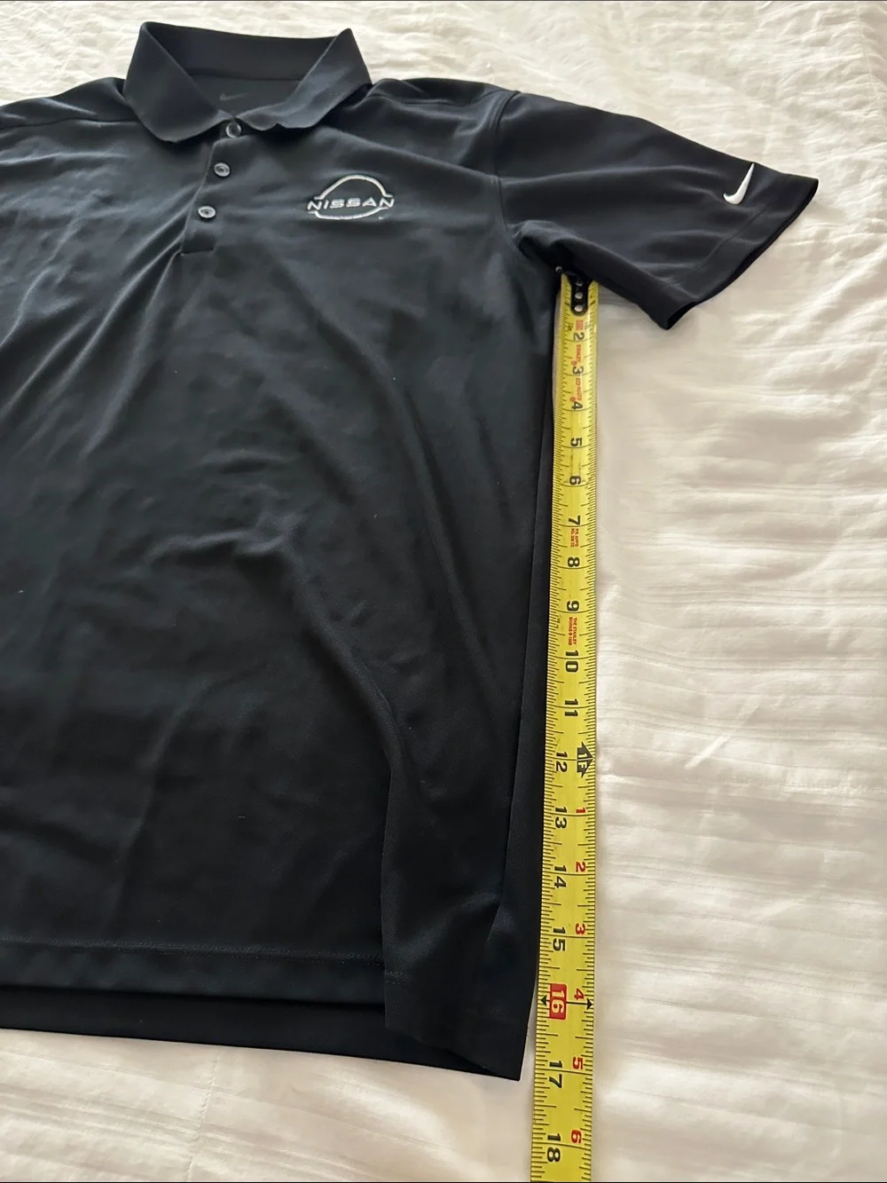Nike Black Polo Shirt with White Nissan Logo